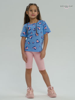Костюм Актив розовые сердечки на голубом-розовый - Sovalina фото 2