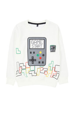 Siyah*001 Erkek Cocuk Mevsimlik-Ince Kaplan Desenli Bisiklet Yaka Orme Sweatshirt TKDAW25SW00007 - Trendyolmilla фото 6