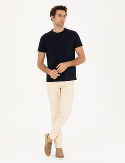 Lacivert Slim Fit Bisiklet Yaka Basic T-Shirt