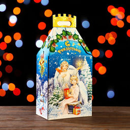 Цена за 5 шт. Подарочная коробка Рождественский, 19 х 12 х 35,5 см