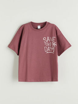 Bisiklet Yaka Bask?l? Erkek ?ocuk Ti??rt