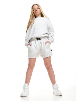 Шорты для девочки подростковые 22-7630 св.серый меланж - Mini maxi фото 10