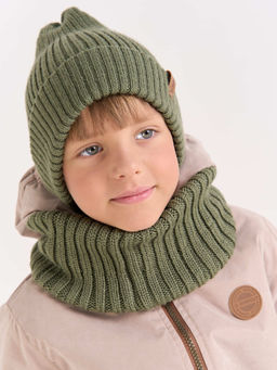 Снуд из смесовой шерсти Олива вертикальная вязка - Bungly фото 5