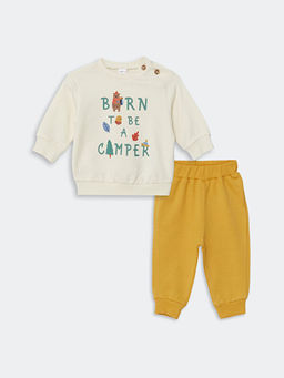 Bisiklet Uzun Kollu Bask?l? Erkek Bebek Sweatshirt ve E?ofman Alt 2li Tak?m