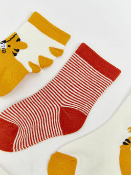 Bask?l? Erkek Bebek Soket ?orap 5li