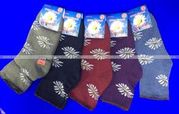 Цена за 10 пар. Лилия носки женские внутри махра со слабой резинкой Ромашки 23-25