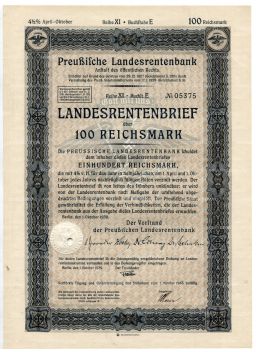 Облигация 4,5% 100 рейхсмарок 1939 года Германия