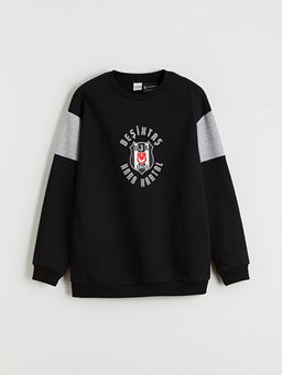 Bisiklet Yaka Be?ikta? Bask?l? Erkek ?ocuk Sweatshirt