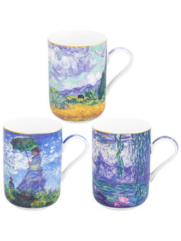 Набор 3 кружек 350 мл 10,8*7,5*10,5 см "Импрессионизм" ("Вод.лилии","Прогулка","Пш.поле с кипарис.")