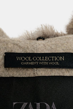 WOOL COAT WITH FAUX FUR COLLAR ZW COLLECTION