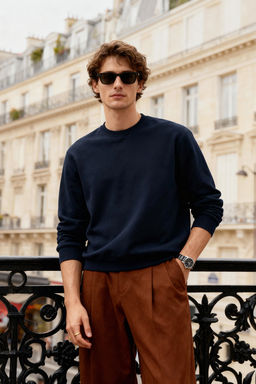 Lacivert Regular/Normal Kesim Ici Polar/S?cak Tutan Sweatshirt TMNAW21SW1208