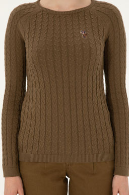 Женский базовый свитер цвета хаки с круглым вырезом Неожиданная скидка в корзине - U.s. polo assn фото 6