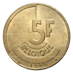 Монета 5 франков 1986 года  Надпись на французском (BELGIQUE)