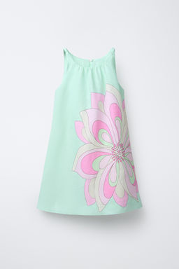 VESTIDO ESTAMPADO FLOR / Azul / Verde