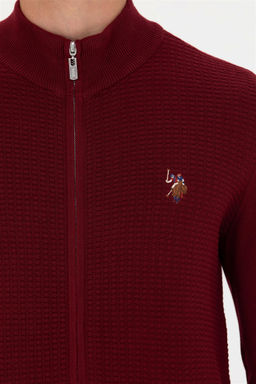U. S. Polo Assn / Мужской бордовый базовый трикотажный кардиган - U.s. polo assn фото 14