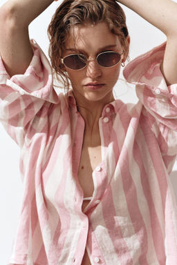 Camisa en mezcla de lino - H&m фото 2