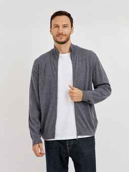 кардиган мужской базовый из шерсти на молнии - Glenfield фото 4