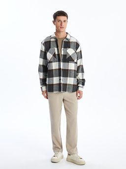 Regular Fit Uzun Kollu Ekose Erkek G?mlek Ceket