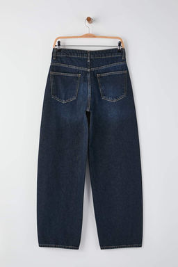 Koyu Mavi Dikis Detayl? Yuksek Bel Barrel Jeans TWOAW26JE00289 - Trendyolmilla фото 6