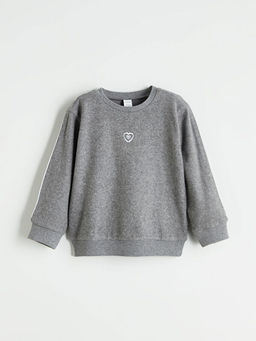 Bask?l? K?z ?ocuk Sweatshirt