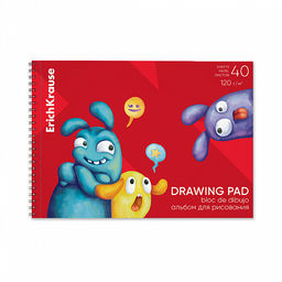 Цена за 4 шт. Альбом для рисования на спирали ErichKrause Jolly Friends, А4, 40 листов, микроперфорация