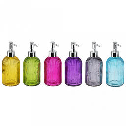 Дозатор для жидкого мыла пластмассовый "Водопад" 450мл, д7,5см h19см, корпус стекло, цвета микс (Китай)