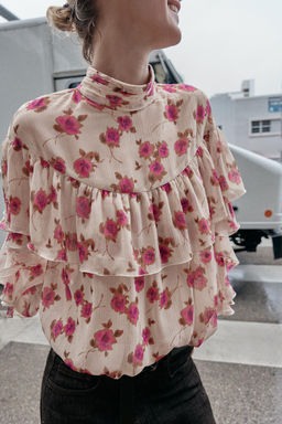 PRINTED RUFFLED BLOUSE - Zara фото 9