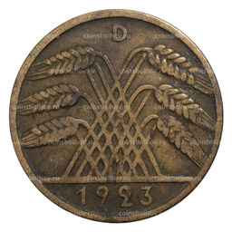 Монета 10 рентенпфеннигов 1923 года D Германия