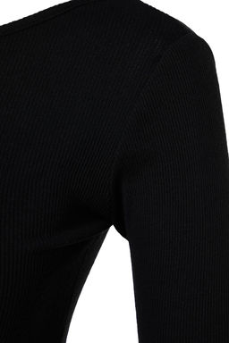 Trendyolmilla Siyah S?rt Dekolteli Fitted/Vucuda Oturan Fitilli Esnek Orme Bluz TWOAW24BZ00105  фото 7