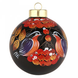 Елочная игрушка шар стеклянная д9,5см, черный, ручная художественная роспись, подарочная упаковка (Россия)