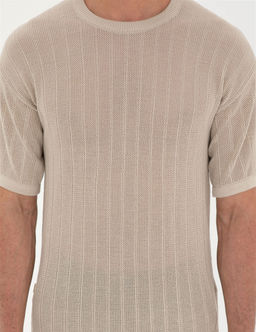 Bej Comfort Fit Bisiklet Yaka Triko Ti__rt - Pierre cardin фото 6
