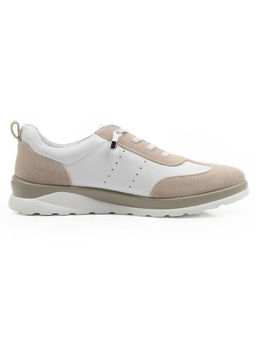 03-YA486-3 WHITE/BEIGE Кроссовки женские (натуральная кожа, натуральная замша)