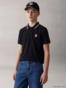 Be?ikta? Bask?l? Erkek ?ocuk Polo Yaka Pike Ti??rt