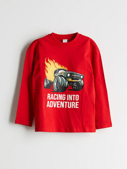 Bisiklet Yaka Bask?l? Erkek ?ocuk Ti??rt