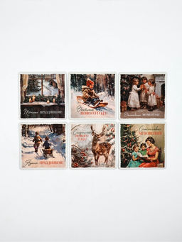 Набор магнитов новогодних «Винтаж» полимер 24 шт.