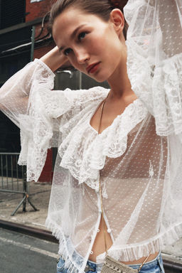 SEMI-SHEER ROMANTIC BLOUSE - Zara фото 12
