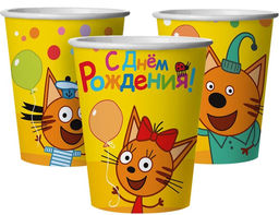 Цена за 2 шт. Стаканы одноразовые «Три Кота. Веселый День Рождения», набор 6 шт.