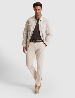 Bej Straight Fit Keten Kar___ml_ Beli Lastikli Kanvas Pantolon