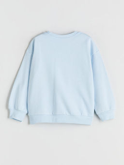 Bisiklet Yaka Lilo ve Stitch Bask?l? K?z ?ocuk Sweatshirt