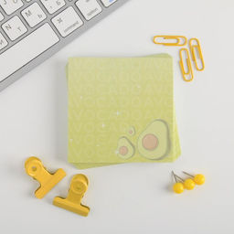 Подарочный набор «Будь как авокадо», блок бумаг 150 л, скрепки, кнопки, зажимы