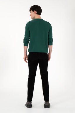 Erkek Slim Fit Siyah Kanvas Pantolon