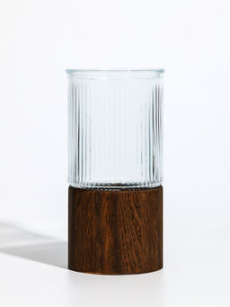 Ваза «Лесли», линии, 20×10 см, стекло, прозрачная