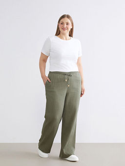 Beli Lastikli Dokulu Geni? Pa?a Kad?n Pantolon