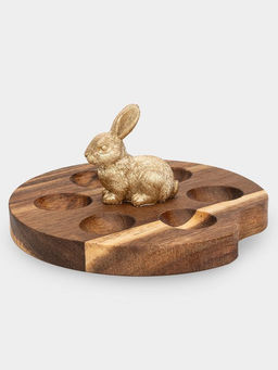 Блюдо пасхальное, 15х6 см, 6 отд, дерево/полирезин, Кролик, Easter