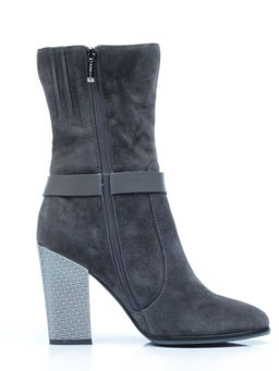 YF189-062M DK.GREY Полусапоги зимние женские (натуральная замша, натуральный мех (еврозима))