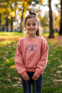 Somon K?z Cocuk Bask?l? Pamuklu Orme Sweatshirt TKDAW25SW00011