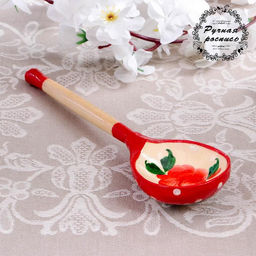 Ложка деревянная «Матрёшка», полубаская, 19×6 см, МИКС