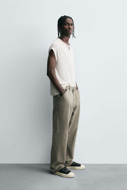 WASHED EFFECT CARPENTER TROUSERS - Zara фото 4