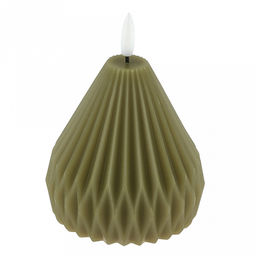 Свеча интерьерная, восковая, светодиодная на батарейках д9,5см h10(12,5)см, свет теплый, с мерцанием, цвет зеленый, питание от 2-х батареек АА (в комплект не входят), в коробке (Китай)