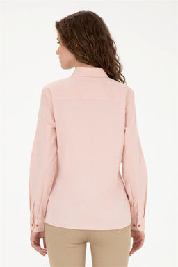 Женская базовая рубашка пудрового цвета с длинным рукавом - U.s. polo assn фото 5